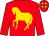 Red, gold horse, gold spots on cap