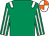 Emerald green, white epaulets, striped sleeves, orange and white quartered cap