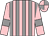 Pink and grey stripes, pink sleeves, grey armlets, quartered cap