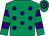 Emerald green, purple spots, hooped sleeves & cap