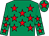 Emerald green, red stars, red star on cap