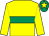 Yellow, emerald green hoop, yellow sleeves, emerald green cap, yellow star