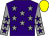 Purple, grey stars, grey sleeves, purple stars, yellow cap