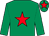 Emerald green, red star, red star on cap