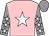 pink, white star, white stars on grey sleeves, grey cap