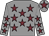 Grey body, garnet stars, grey arms, garnet stars, grey cap, garnet star