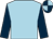 light blue, dark blue sleeves, quartered cap