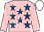 Pink, royal blue stars, pink sleeves, white cap