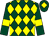 Dark green and yellow diamonds, dark green sleeves, yellow armlets and diamond on cap