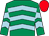 Emerald green, light blue chevrons, red cap