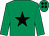 Emerald green, black star and spots on cap