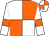 White body, orange quartered, white arms, orange armlets, white cap, orange quartered