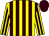 Yellow body, brown striped, yellow arms, brown striped, brown cap