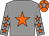 grey, orange star, orange stars on sleeves, grey star on orange cap