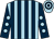 Light blue and dark blue stripes, dark blue sleeves, light blue spots, light blue and dark blue hooped cap