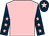 Pink, dark blue sleeves, pink stars, dark blue cap, pink star