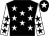 Black, white stars, white sleeves, black stars, black cap, white star