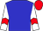 Blue body, white arms, red chevron, red cap