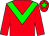 Red body, green chevron, red arms, red cap, green star