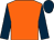 Orange, dark blue sleeves and cap