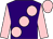 Purple, large pink spots, sleeves and cap