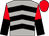 Light grey, black chevrons, red and black halved sleeves, red cap