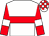 White, red hoop and sleeves, white armbands, checked cap