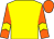 Yellow, orange arms, yellow chevron, orange cap
