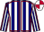 Navy blue, white stripes, scarlet seams,  scarlet and white quartered cap