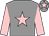 Grey, pink star & sleeves, pink star on cap
