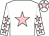 White, pink star, pink stars on sleeves, pink star on cap