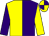 Purple & yellow halved, sleeves reversed, quartered cap