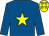 Royal blue, yellow star, yellow cap, white stars