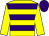 Yellow & purple hoops, yellow sleeves, purple cap