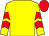 Yellow, red chevrons on sleeves, red cap