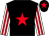 Black, red star, white and red striped sleeves, black cap, red star