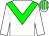 White body, big-green chevron, white arms, white cap, big-green striped