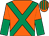 Orange, emerald green cross belts, halved sleeves, striped cap