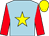 Light blue, yellow star, red sleeves, yellow cap