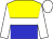 yellow and blue halved horizontally, white band, white sleeves and cap