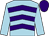 light blue, purple chevrons, light blue sleeves,  purple cap