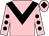 Pink, black chevron, pink sleeves, black spots, pink cap, black diamond