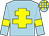 light blue, yellow cross of lorraine, yellow armlets, light blue and yellow checked cap
