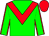 Green, red chevron, green sleeves, red seams, red cap