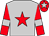 Silver, red star and sleeves, silver armbands, red cap, silver star