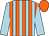 Light blue and orange stripes, light blue sleeves, orange cap