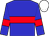 Blue body, red hoop, blue arms, red armlets, white cap