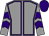 Grey, purple seams, chevrons on sleeves, purple cap