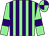 Light green and purple stripes, light green sleeves, purple armlets, quartered cap