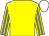 Yellow, grey striped sleeves, white cap